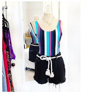 [ VINTAGE ] Striped One Piece Bathing Suit